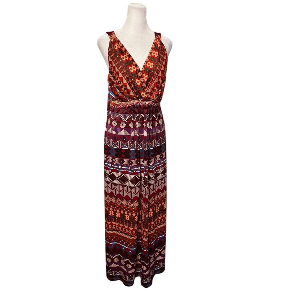 John Paul Richard Orange Print Vneck Maxi Sundress Size Medium